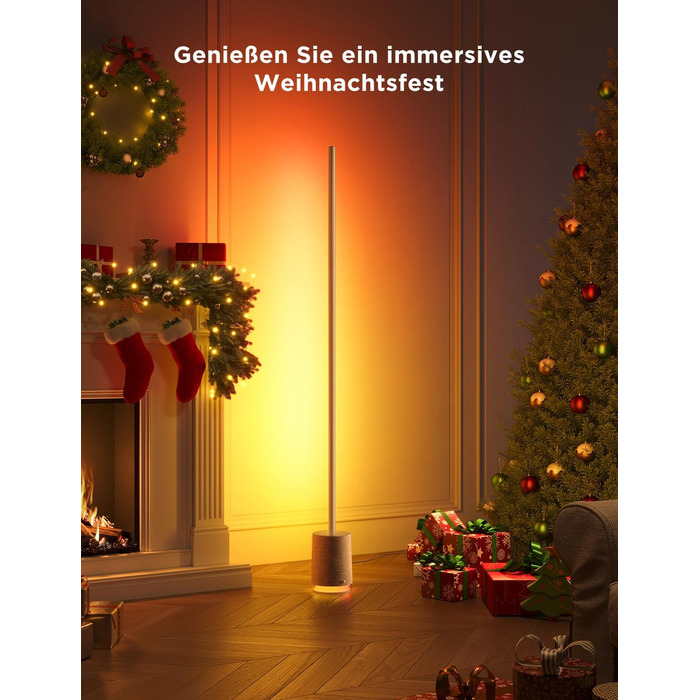 Govee Stehlampe Pro 2100 Лм, RGBIC LED лампа з Bluetooth-колонкою, білий шум, Alexa, 16 млн кольорів, музична синхронізація, сіра, для вітальні