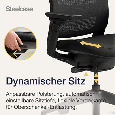 Ергономічне крісло Steelcase Series 2 з підтримкою спини LiveBack, 4D підлокітники, регульована підголівник, Трюфель (Чорний Онікс, Сучасний)