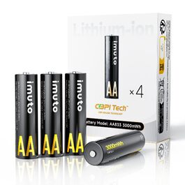 Набір літієвих акумуляторів imuto AA 1.5V 3000mWh (8 шт.) з зарядним пристроєм, 2500 циклів перезарядки