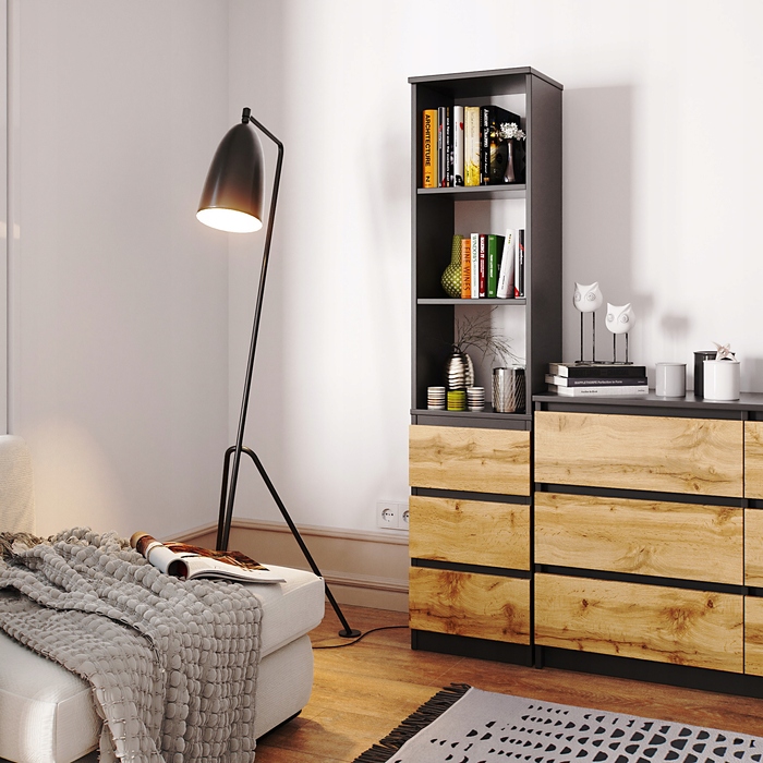 Стелаж BM-Meble, антрацит, 40 x 180 x 34 см