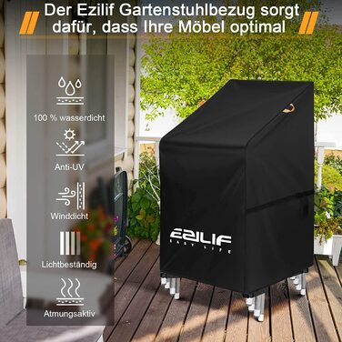 Чохол для садових стільців Ezilif, водонепроникний, зимостійкий, зносостійкий, 420D Оксфорд, з шнурком, 70x70x80/120 см