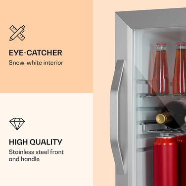 Міні-холодильник Klarstein Beersafe Crystal White 33 л з прозорими дверцятами для напоїв та пива