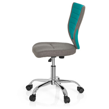 Дитячий офісний стільчик Kiddy Comfort, тканина сірий/бірюзовий, hjh OFFICE