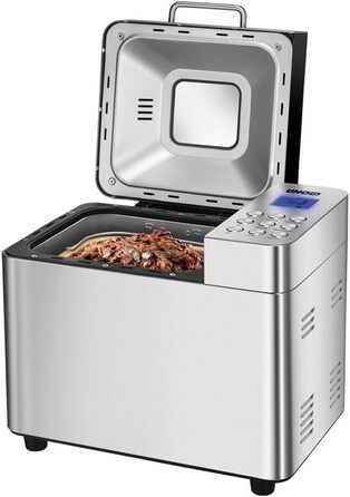 Хлібопіч Unold Backmeister Edel 68456, 550 Вт, 750-1000 г, керамічне покриття, 16 програм, для хліба, джему, тіста, LCD-дисплей, нерж. сталь