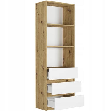 Стелаж Framire 60 см x 180 см x 30 см, білий дуб artisan