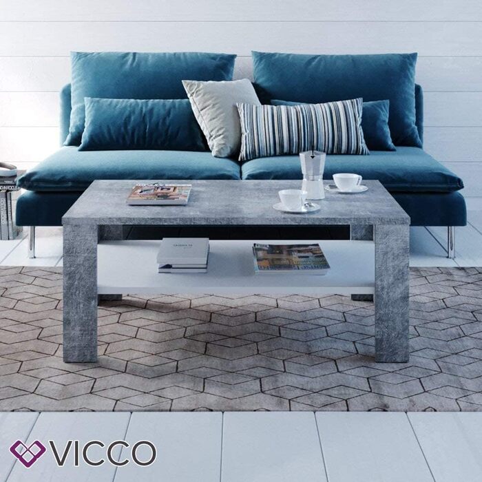 Журнальний стіл Vicco, бетон/білий, 100x42 см