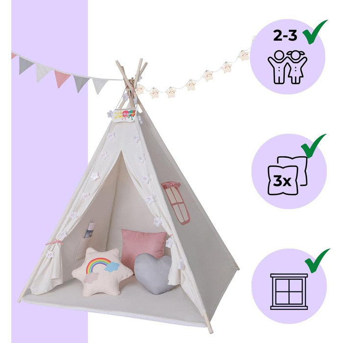 Дитячий намет Kinder Tipi Julia, 120x120x160 см, рожево-бежевий