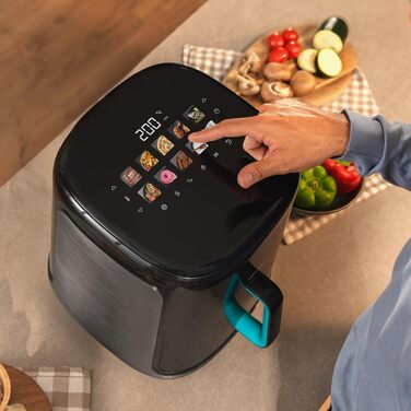 Аерофритюрниця-гриль Cecotec Cecofry Grill Smokin'Prime 4000, 4 л, 1900 Вт, з функцією копчення, гриль-панеллю та рухомою перегородкою, чорна