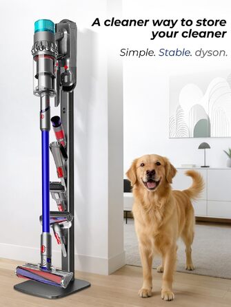 Підставка для пилососа Dyson Gen5, V16, V15, V12, V11, V10, V8, V7, V6 — металева стійка без свердління, 4 гачки для аксесуарів, темно-сіра