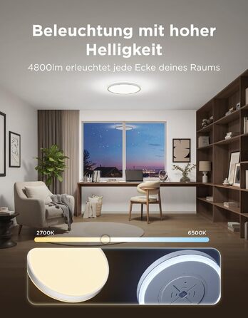 Стельовий світильник Govee RGBICWW Pro LED, 55W, 4800лм, диммований, круглий, Ø45.5см
