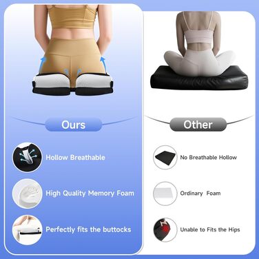 Подушка для сидіння з піни Memory Foam: ергономічна, для офісного крісла, авто, геймерського крісла та візка, з ременем та антиковзким покриттям