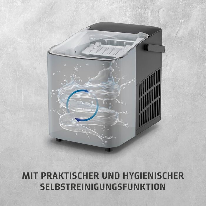 Льодогенератор Caso IceChef Compact: швидке виробництво льоду (12 кг/24 год), самоочищення, 1л резервуар, з лопаткою