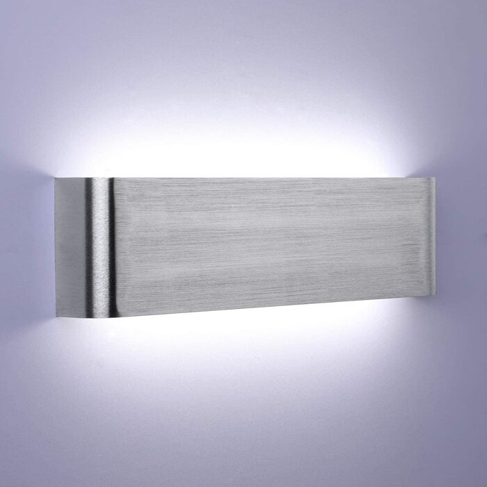 Lightsjoy LED настінний світильник 16Вт, сучасний, сріблястий, IP44, світло вгору-вниз, для коридору, спальні, вітальні, сходів, тепле біле світло, 30 см