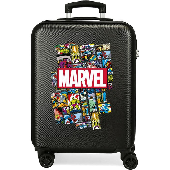 Дорожня валіза Marvel Avengers, ABS, 38x55x20 см, 34 л, чорна, 4 колеса, кодовий замок, комікс