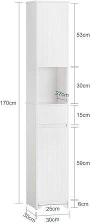 SoBuy BZR110-W шафа для білизни з висувним кошиком і шухлядою, білий, 40x86x39 см, меблі для ванної кімнати