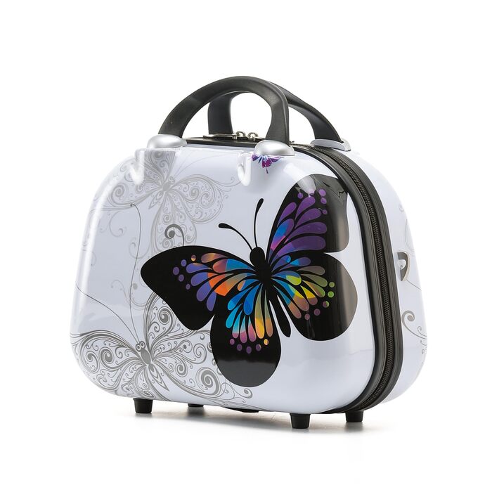 Набір дорожніх валіз BEIBYE Butterfly 2060 з TSA-замком, 4 предмети: жорстка оболонка, включаючи ручну поклажу та косметичку (розмір S, Beautycase)