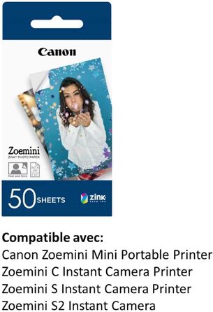 Canon Zoemini 2: Компактний фотодрук - миттєвий друк зі смартфона, Bluetooth 5.0, USB-C, рожеве золото, комплект з папером 50шт