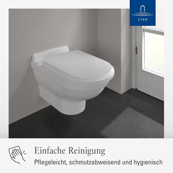 Сидіння для унітазу Villeroy & Boch Hommage з мікроліфтом, Duroplast, D-подібне, білий глянцевий (Alpin)