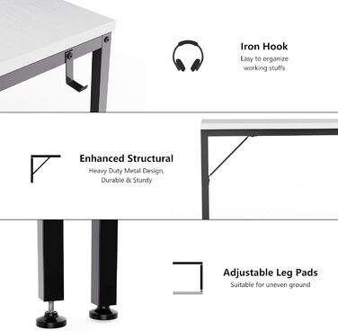 Письмовий стіл HOMIDEC 100x50x75 см, білий, дерев'яний, з 2 шухлядами для офісу, вітальні, дому