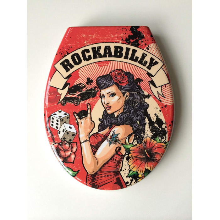 Сидіння для унітазу ADOB Design Rockabilly, дюропласт, плавне закривання, знімне, 59828