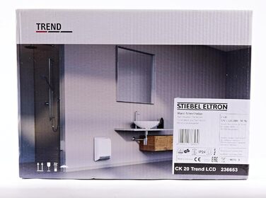 Керамічний електрообігрівач STIEBEL ELTRON CK 20 Trend LCD 2 кВт, енергоощадний, для ванної кімнати, 25 м², тижневий таймер, LCD-дисплей, TÜV, Німеччина