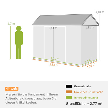 Господарська хатина 2,77 м², сарай для інструментів з дерев'яним декором, 2 вікна, подвійні двері, вентиляція, підлога, замок, рукавички в комплекті