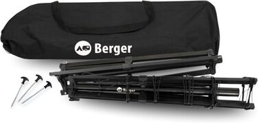 Складана сушарка для білизни BERGER Super Pop Up з підставкою та чохлом, стійка до погоди, для кемпінгу та балкона (Чорна)