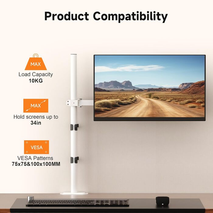 Кріплення для монітора Bracwiser: регульована підставка для LCD/LED моніторів 13-32", до 10 кг, VESA 75x75/100x100
