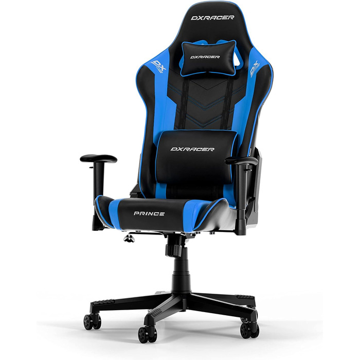 Ігрове крісло DXRacer PRINCE L чорне та синє, оригінал, PVC шкіра