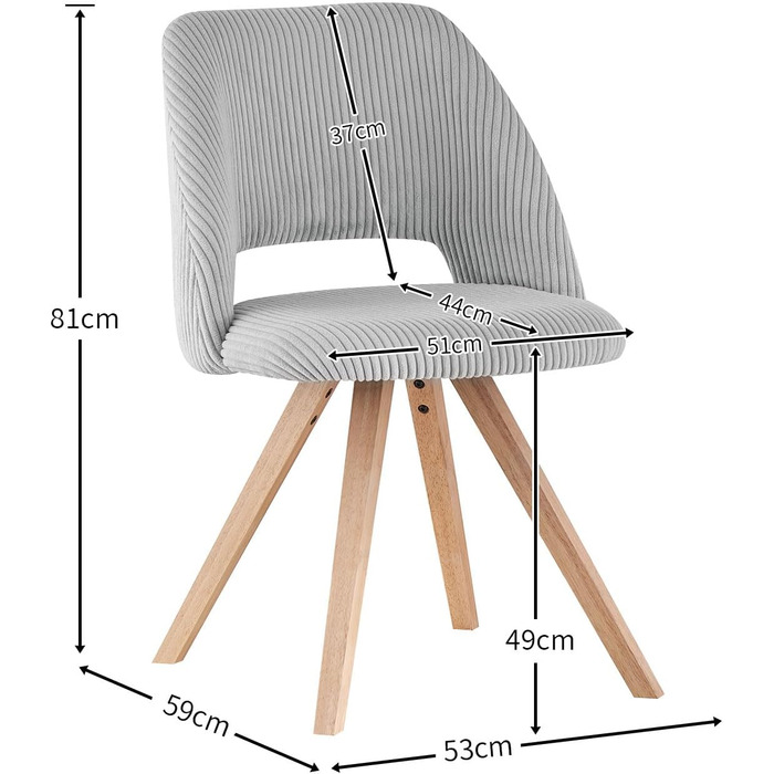 Комплект стільців B&D home Mary 2 шт, антрацит, сучасний м'який кухонний і офісний стілець з корду для вітальні, їдальні, спальні, в стилі модерн та кантрі