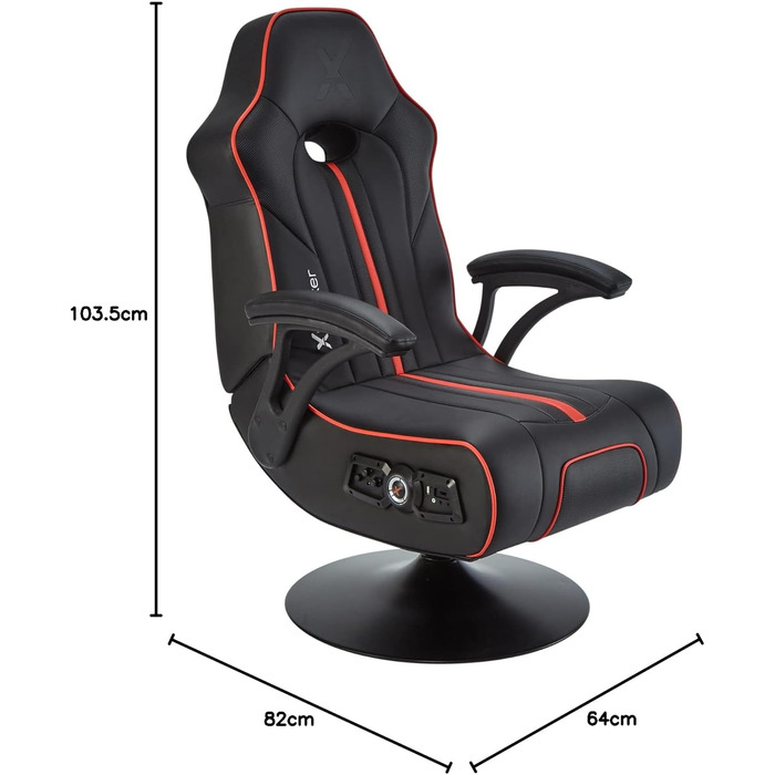 Ігрове крісло X Rocker Torque 2.1 з Bluetooth, вібрацією та аудіосистемою, червоне, педестальне крісло для геймерів та розваг