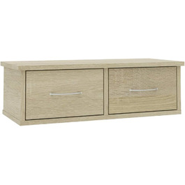Настінна полиця з 2 шухлядами vidaXL, дуб сонома, 60x26x18,5 см, деревостружкова плита