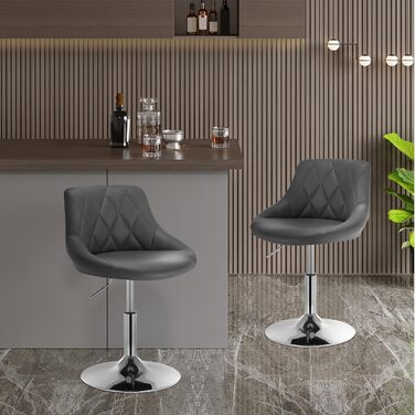 Крісло для туалетного столика WOLTU BH242bl-1, сіре, штучна шкіра, регульоване, обертове