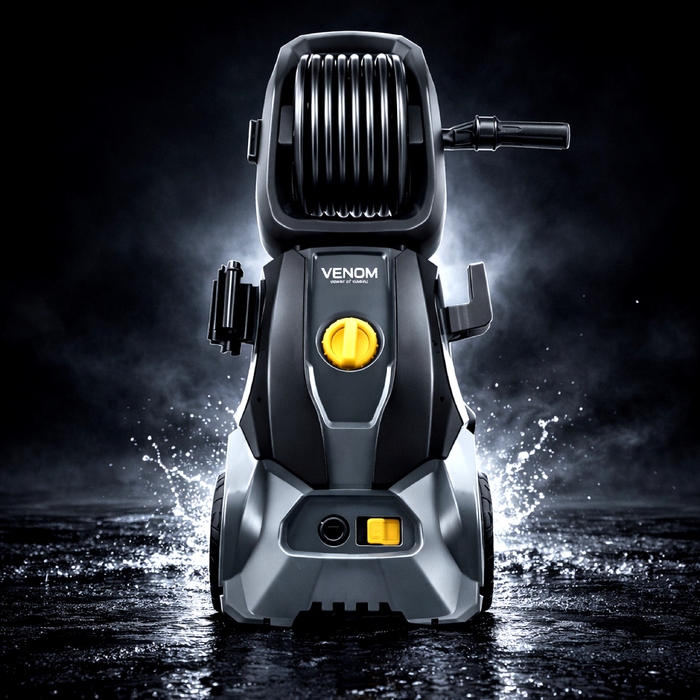 Мийка високого тиску VENOM 1800W, алюмінієвий насос, 140 бар, шланг 5,2 м з котушкою