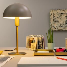 Світильник-грибок для столу Lightbox, LED, E14, метал, золото/матовий тауп, настільна лампа для офісу, спальні, з вимикачем