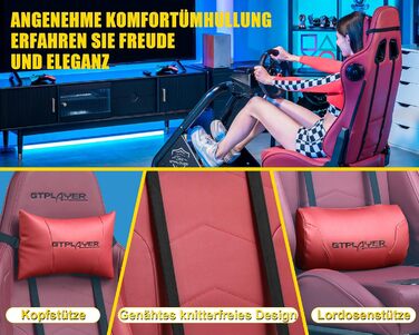 GTPLAYER Симулятор кокпіт для гоночних симуляторів, стійка для керма та педалей (Бордовий)