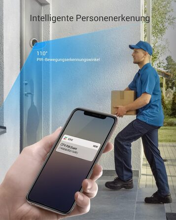 EZVIZ відеодзвінок для дверей з Wi-Fi, 166° ширококутна камера 2МП, PIR сенсор руху, дисплей 4,3