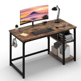 Письмовий стіл JUMMCIO 120x50x75 см з полицями, комп'ютерний стіл для дому, офісу, спальні - Rustikales Braun
