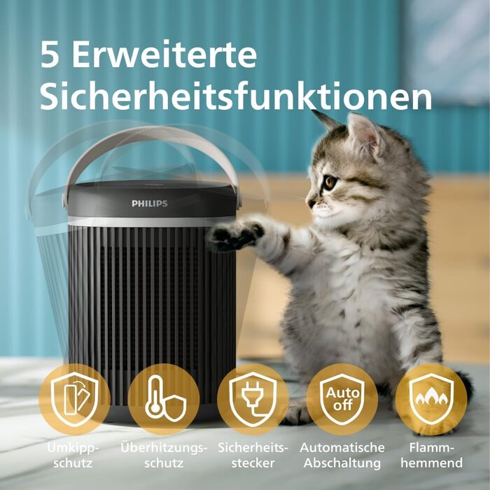 Керамічний тепловентилятор-товпік Philips Smart 5000 серії, 2000 Вт, чорний