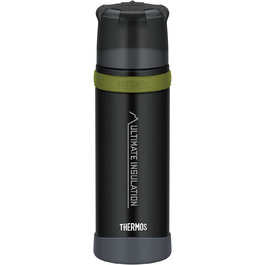 Термос Thermos Mountain 500 мл чорний, сталева пляшка з чашкою, 24 год гаряче/холодне, легка та міцна, BPA-free, для активного відпочинку