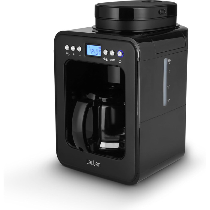 Кавоварка Lauben Grind&Drip 600BB з вбудованим млинком, мийним фільтром, авто відключенням, антикрапельною технологією, 4 чашки