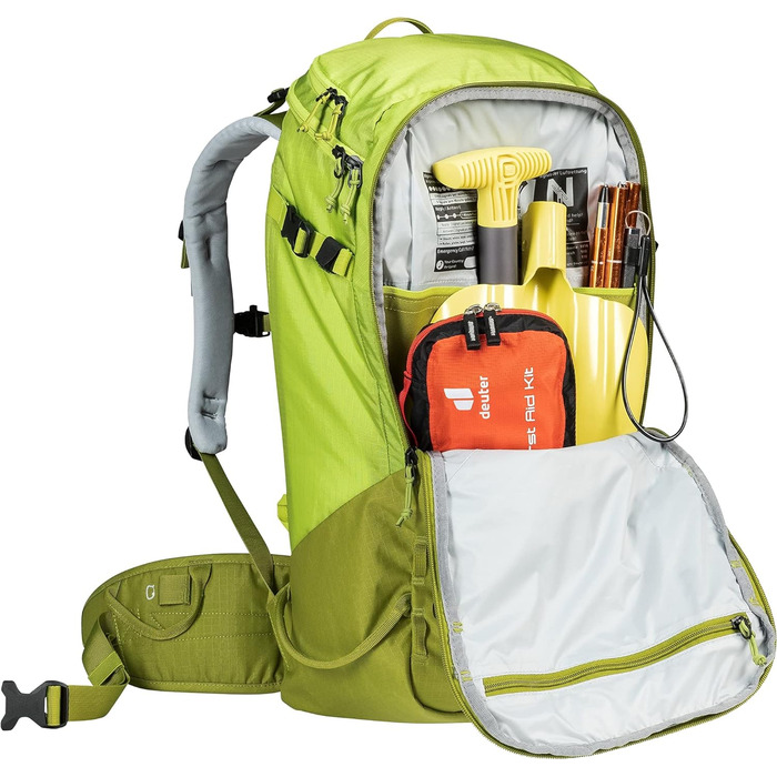 Жіночий туристичний рюкзак Deuter Freerider Pro 32+10 л, для лижних турів, зелено-жовтий