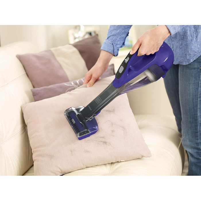 Акумуляторний ручний пилосос BLACK+DECKER Dustbuster 10,8В 2,5Аг з турбо-щіткою для шерсті тварин, широким соплом, 2-ступеневою фільтрацією, зарядним кабелем і настінним кріпленням