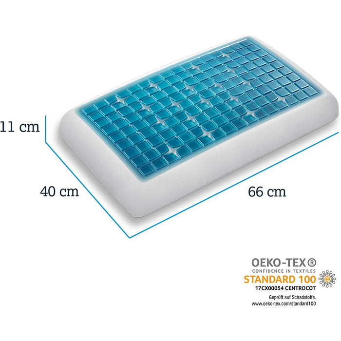 Ортопедична подушка Technogel Deluxe для підтримки шиї – гелеве сертифіковане безпечне подушка для спини та бокового сну з наволочкою, 66x40x11 см