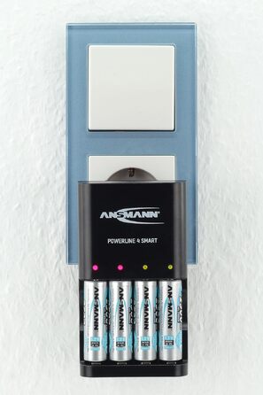 Зарядний пристрій ANSMANN Powerline 4 Smart з 4-ма акумуляторами AA 2100mAh, автоматичний зарядний пристрій з режимом відновлення (Repair-Modus)
