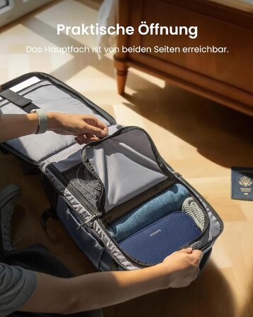 Дорожній рюкзак tomtoc 28L/40L для подорожей та перельотів, TSA-сумісна ручна поклажа, сірий Ripstop