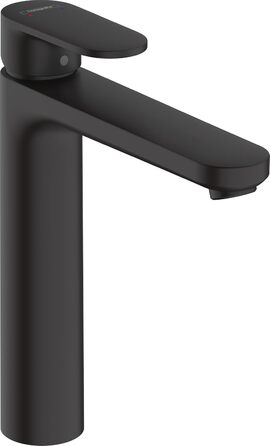 Змішувач для ванної кімнати Hansgrohe Vernis Blend, чорний мат, висота виливу 190 мм, з автоматичним зливом, економія води EcoSmart