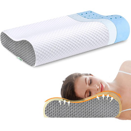Ергономічна подушка з ефектом пам'яті Memory Foam для шиї та голови, ортопедична підтримка HWS для сну на боці та спині, з гігієнічним чохлом з бамбука (Білий)