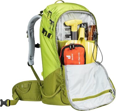 Жіночий туристичний рюкзак Deuter Freerider Pro 32+10 л, для лижних турів, зелено-жовтий