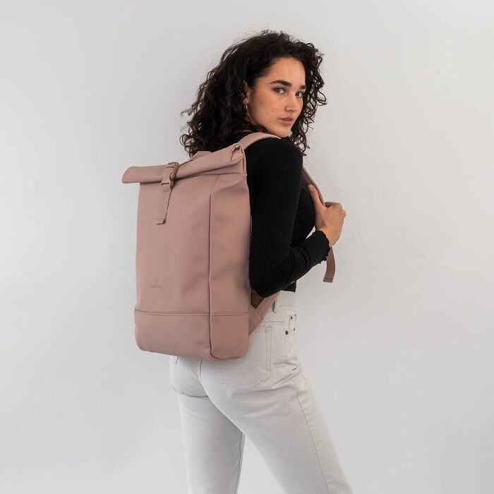 Міський рюкзак Johnny Urban Harvey Medium Rolltop, водостійкий, з відділенням для ноутбука 15L, рожевий, для жінок і чоловіків